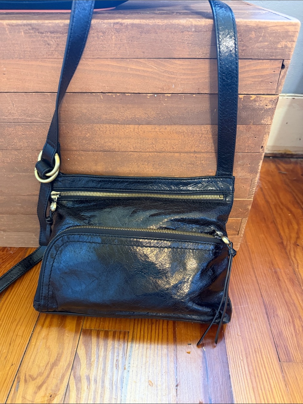 Hobo international black leather Crossbody bag purse